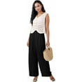 thumbnail image 3 of Sucegi Women's Satin Wide - Leg Pants High - Waisted Loose Casual Trousers., 3 of 5