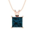 thumbnail image 4 of 2 cctw London Blue Topaz Rose Gold Plated Pendant with 16" Box Chain (7.0mm, Princess Cut), 4 of 7