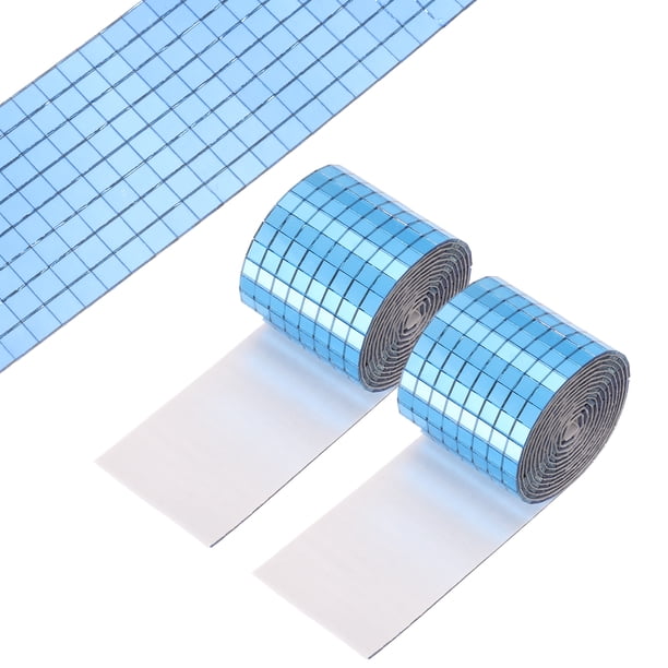 Uxcell 5x5mm Azulejos de Espejo Autoadhesivos, 3200 Piezas de Mini Azulejos de Vidrio Cuadrados para Decoración de Fiesta de Disco DIY, Azul Claro