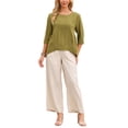 thumbnail image 2 of INSPIRE CHIC Women's High Low Tops 3/4 Sleeve Crewneck Asymmetrical Casual Loose Shirt Dressy Summer Tunic Blouse S Olive Green, 2 of 5