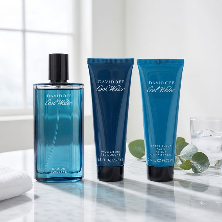 Davidoff Cool Water Cologne, 3 Piece Gift Set for Men with Perfume