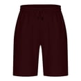 thumbnail image 4 of Lovskoo Athletic Shorts for Men Solid Color Lace Up Elastic Waist Pocket Exercise Fitness Home Half Shorts Pants Burgundy, 4 of 6