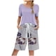thumbnail image 1 of Conjunto de Pantalones Cortos Para Mujer, Cuello Redondo, Color Sólido, Manga Corta, Traje Estampado, Conjunto de Top Informal, Pijama de Chándal Odeerbi ODB159036, 1 of 4