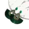 thumbnail image 4 of Wedding Bridal Big Fashion Jewelry Bohemia Colorful Charm Statement Fringe Earring Sequin Glitter Dangle Geometric Fringe Earrings Sequin Tassel Earrings GREEN, 4 of 8