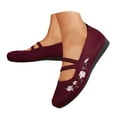 thumbnail image 3 of Drie Ballet Flats Shoes for Women Women's Wide Width Flats Shoes, Soft Knitted Breathable Plus Size Ladies Slip on Office Ballet Shoes Wine,6.5, 3 of 7