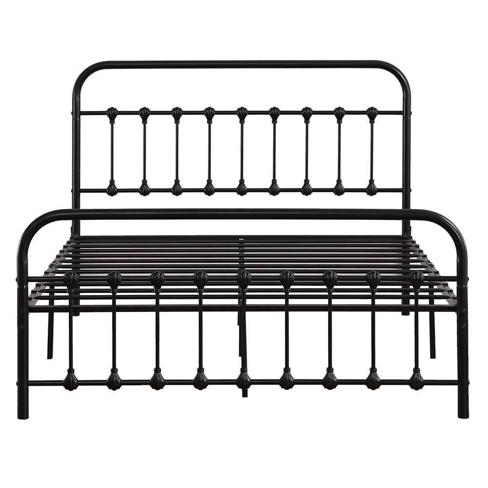 Lowestbest Single-Layer Curved Frame Bed Head and Foot Tube with Shell Decoration, Queen Iron Bed (Black) Lowestbest Single-Layer Curved Frame Bed Head and Foot Tube with Shell Decoration, Queen Iron Bed (Black)