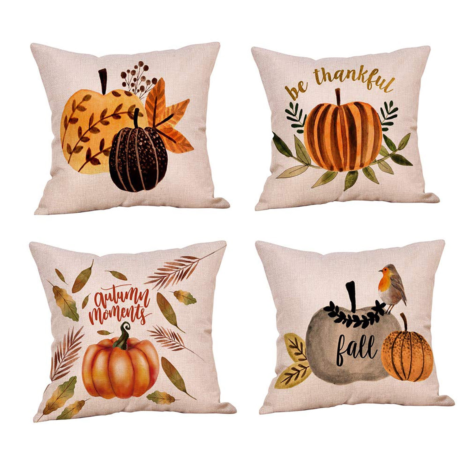 Watercolor Print Throw Pillow Cover Farm Truck Fall Pumpkins Zip 18/"x18/" U Pick