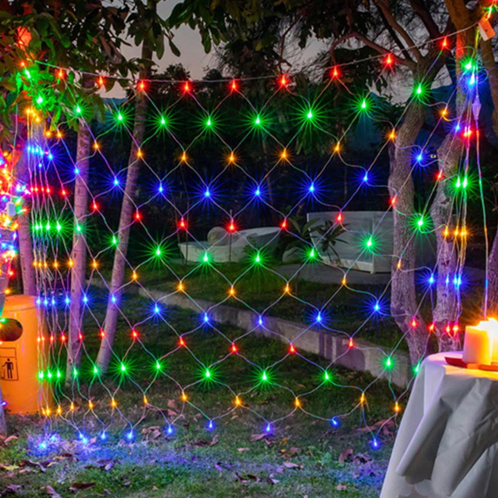 96LED Mesh Fairy String Curtain Lights Net Party Xmas Outdoor Light Garden Decor 