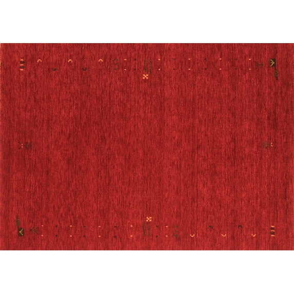 Ahgly Company Indoor Rectangle Abstract Orange Contemporary Area Rugs, 8' x 10'