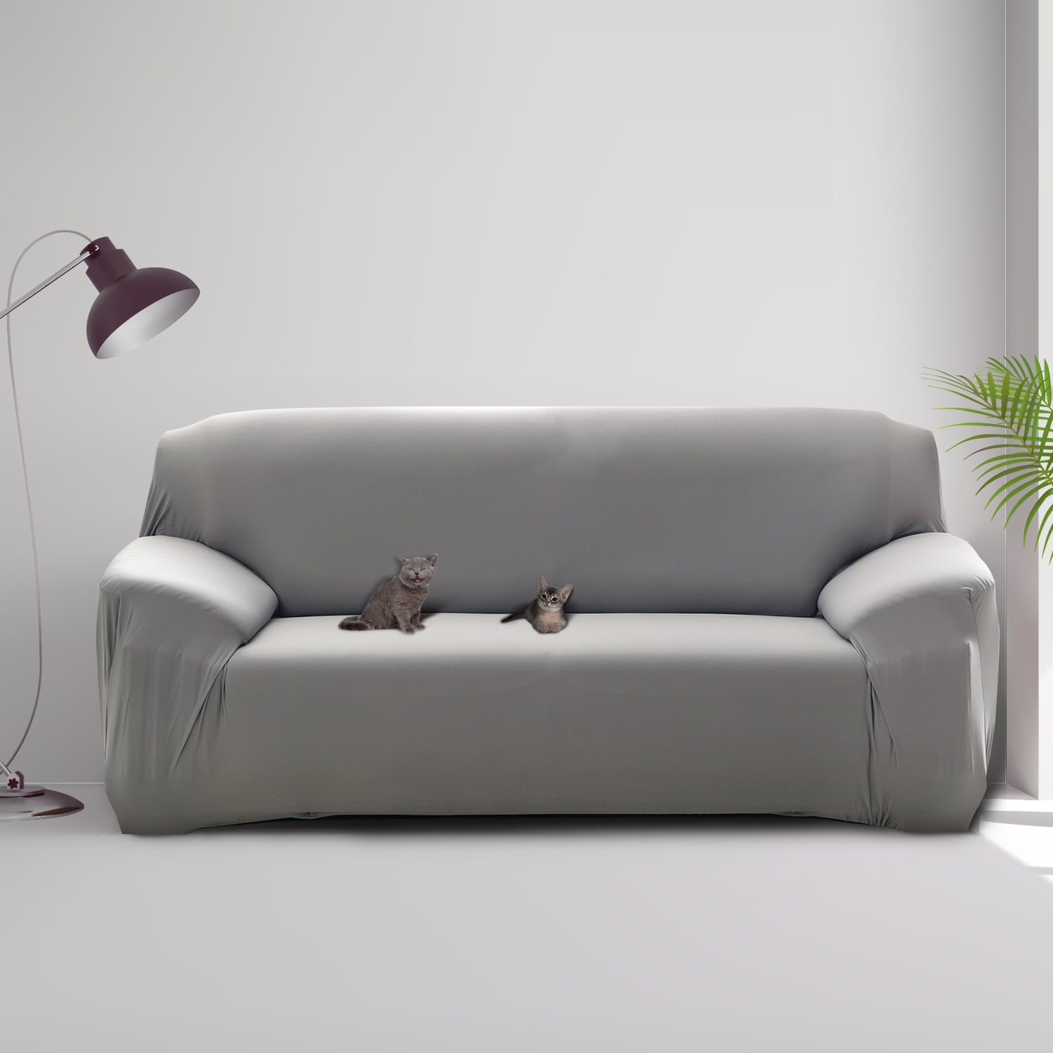 TKOOFN Stretch Two Seater Elastic Sofa Cover Loveseat Couch Furniture Slipcover Grey