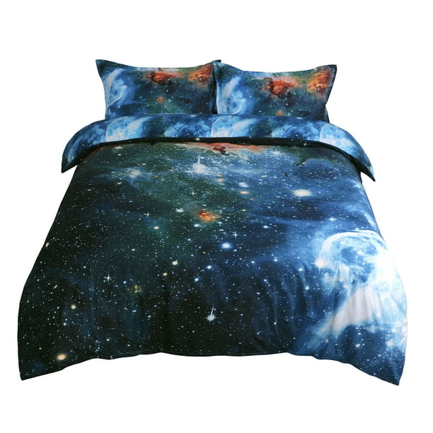 Juego de Edredón Funda Unique Bargains Sky Cosmos Night Pattern 3D Impreso Queen Size 3pcs multicolor