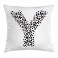 thumbnail image 1 of Letter Y Throw Pillow Cushion Cover, Symbol of the Y Letter in the Form of Monochrome Soccer Balls Graphic Design, Decorative Square Accent Pillow Case, 16 X 16 Inches, Black White, by Ambesonne, 1 of 2