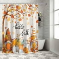 thumbnail image 5 of Fall Shower Curtain Gnome with Pumpkin Thanksgiving Shower Curtains for Bathroom Hello Fall Maple Leaf Bath Curtains Sets with Hooks for Autumn Thanksgiving Seasonal Decor Fabric Small Stall 36" X 72", 5 of 6