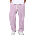 thumbnail image 2 of Mens Corduroy Pants Lightweight Elastic Casual Waist Drawstring Pants Straight Baggy Pants with Pockets Purple 3XL, 2 of 6