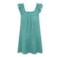 thumbnail image 6 of Hkoxplj Womens Cotton Blend Nightgown Square Neck Ruffle Fly Sleeve Short Dress with Pockets Smocked A Line Casual Sleepwear Summer Loungewear Beach Outfit Plus Size Solid Color Soft, 6 of 6