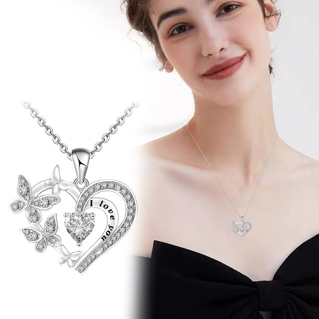 Collier Pendentif en Forme de Cœur pour Femmes avec Strass pour une Déclaration et un Don de Mode Scintillants