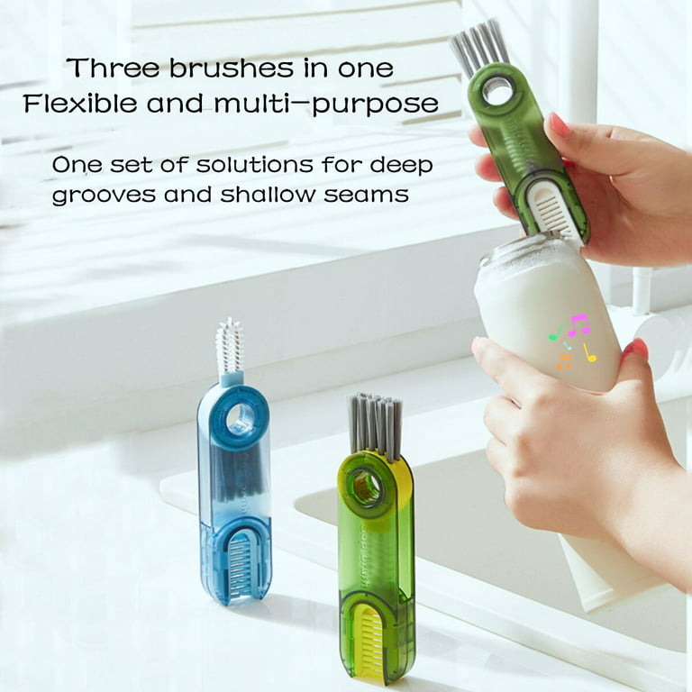 FOTTEPP 3 in 1 Multipurpose Bottle Gap Cleaner Brush, 3 in 1 Tiny Bottle  Cup Lid Detail Brush, 3 in 1 Multifunctional Cleaning Brush,  Multi-Functional