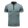thumbnail image 4 of Blusa y camisa de manga corta con cuello vuelto para hombre, color liso, informal, elástica, con cremallera, deportiva, de manga corta, con cuello vuelto, para hombre, tops de poliéster, 4 of 4