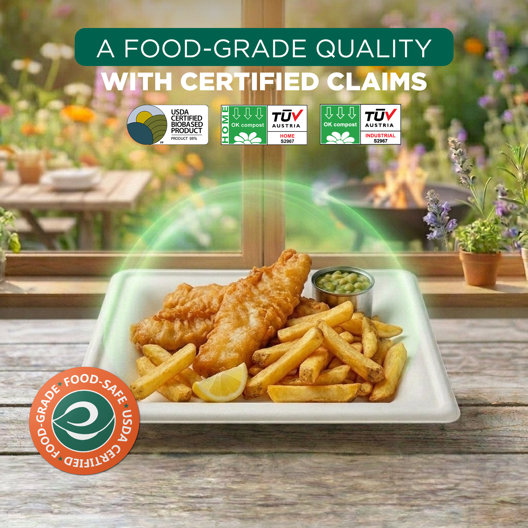 ECO SOUL Biodegradable Sugarcane Eco Plates, Casual, Heavy Duty Disposable Paper Plates, 8 in, 400 Count