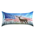 thumbnail image 3 of Dailycode Satin Pillow Case Standard Silk Pillow Cover for Hair and Skin Envelope Closure Deer and American Flag 20"x26", 3 of 9