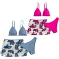 thumbnail image 4 of Generic Kids Child Girls 3 Piece Swimsuits Bathing Suit Soild Bikini Tops Underpants Print Skirt Swimwear Set, 4 of 7