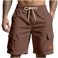 thumbnail image 2 of Short for Men Summer Corduroy Drawstring Waist Loose Solid Color Multiple Pockets Work Pants Outdoor Fitness Pants Beach Shorts, 2 of 9