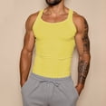 thumbnail image 2 of Solid Color Tank Top for Men Sleeveless Slim Fit Top Round Neck Stretchy Cotton Ribbed Wide Strap Casual Gym Daily Shirt, #02 Yellow, S, 2 of 6
