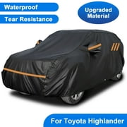 For Toyota Highlander Car Cover Waterproof SUV Full Car Cover Outdoor Sun UV Rain Protection All Weather Black