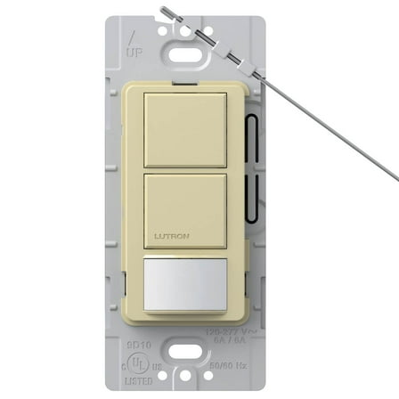 Lutron Lutron MS-OPS6-DDV-IV Maestro 6 Amp Single Pole Dual Circuit Occupancy Sensing Switch, Ivory CA2