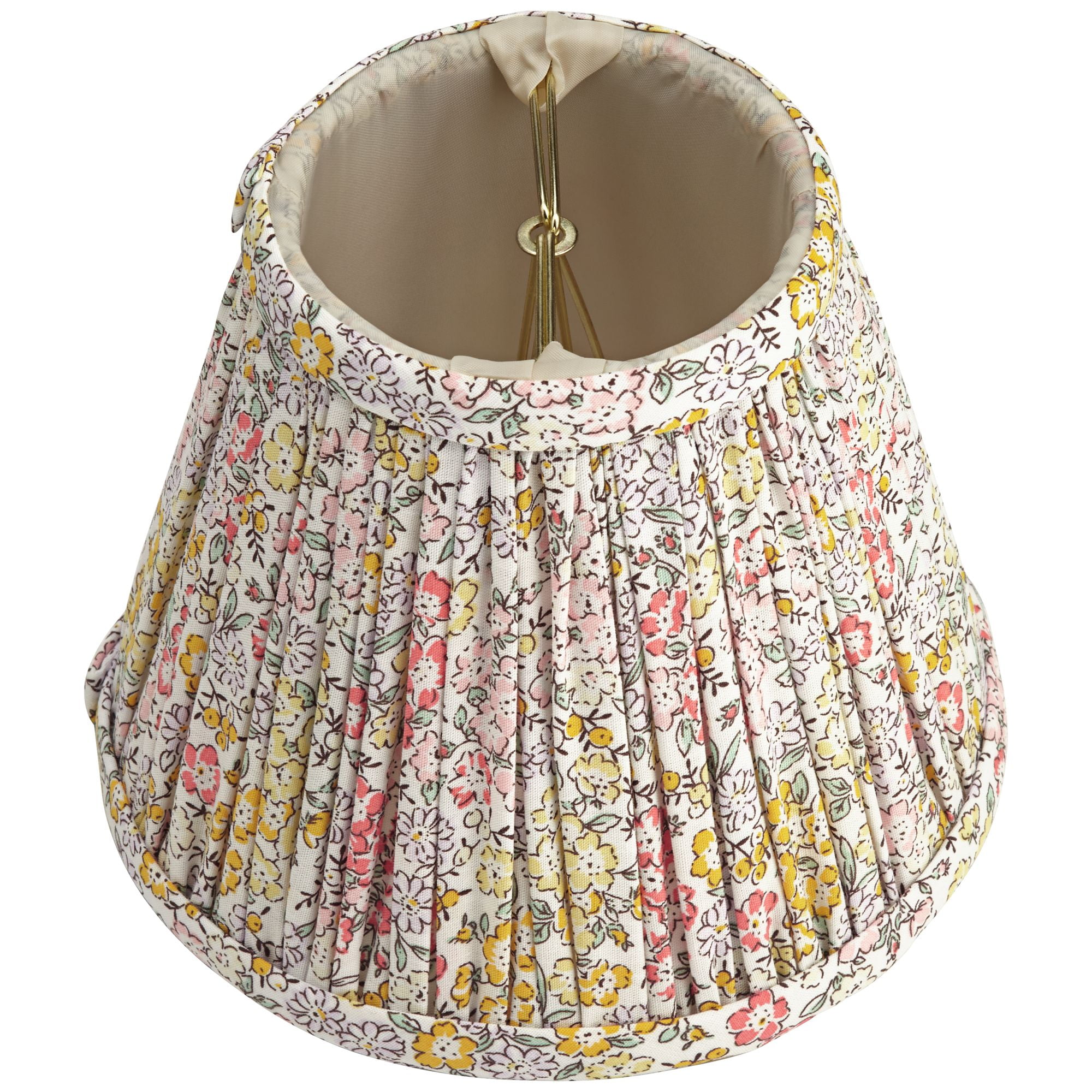 Springcrest Nelle 3 1/2" Top x 6" Bottom x 5" High x 5" Slant Print Lamp Shade Replacement Set of 8 Yellow Peach Pleated Clip On Candelabra