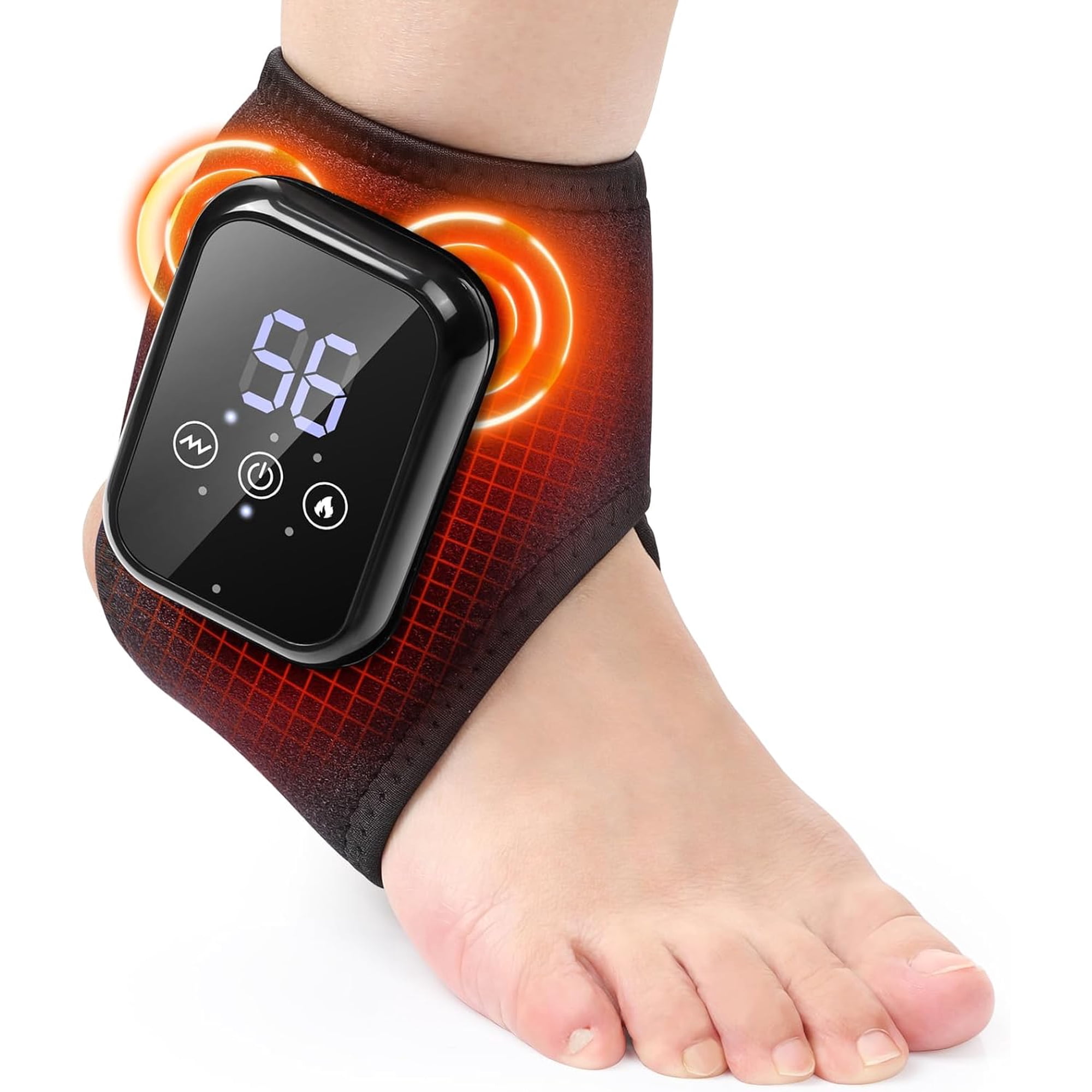 Cordless Ankle Massager with Heat & Vibration, Ankle Heating Pad- Auto Shut Off, Adjustable 118°F-136°F for Ankle and Feet