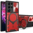 thumbnail image 3 of For Samsung Galaxy S24 Ultra 5G Magnetic Circle Ring Stand Compatible with Magsafe and Sliding Camera Lens Protector Hybrid Shock Phone Case Cover by Xpression - Red, 3 of 3