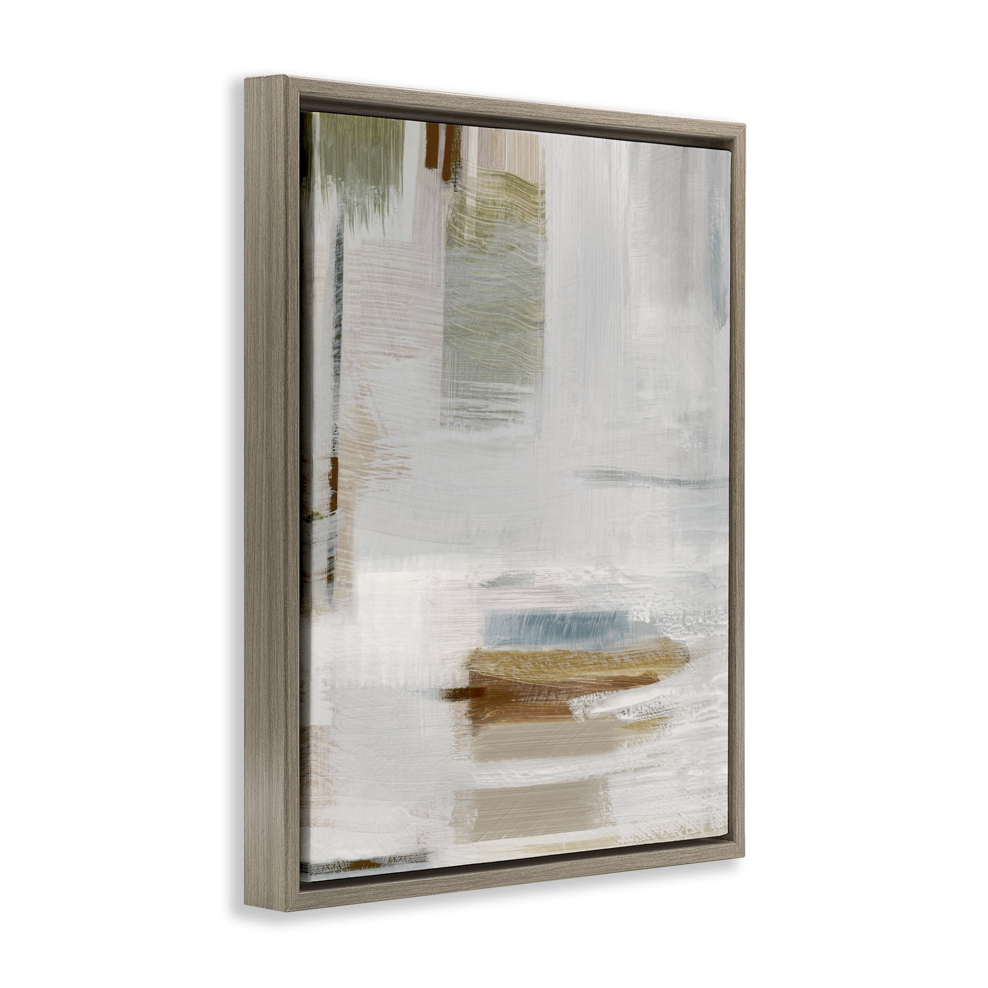Stupell Industries Muted Neutral Composition Abstract Painting Brown Floater Framed Canvas Art Print Wall Art, 25 x 31