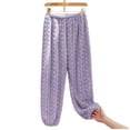 thumbnail image 3 of Women's Fashion Fleece Lined Pajama Pants, Thickened Warm Sleepwear, Cozy Long Night Pants for Lounging, Sleeping and Winter Evenings,Purple,One Size, 3 of 3