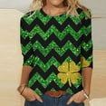 thumbnail image 2 of Yuyuzo T-Shirts de la Saint-Patrick pour Femmes Manches 3/4 T-Shirt Graphique Décontracté Col Rond Pull Tops Blouse, 2 of 5