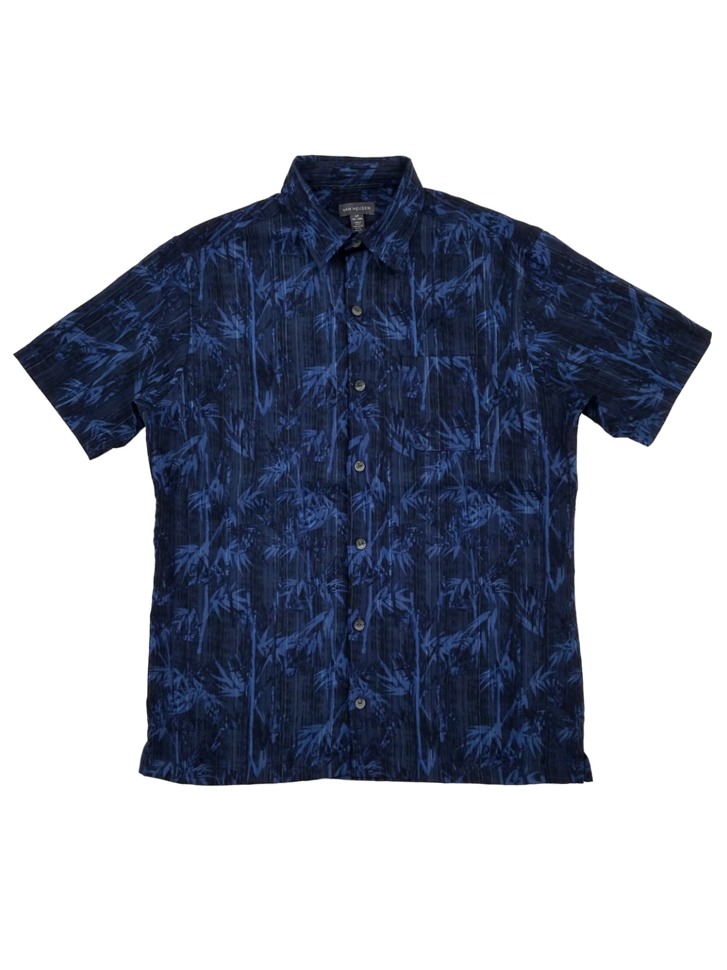 Van Heusen Mens Air Tropical Short Sleeve Button Down Poly Rayon Shirt