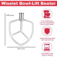 thumbnail image 3 of 2-Piece 6QT Stainless Steel Dough Hook + Flat Beater for KitchenAid 6qt Bowl-Lift Stand Mixers, Fits Professional 600, Pro 5 Plus & K5/KG25/KV25/KP26 Models, Heavy Duty & Dishwasher Safe, 3 of 9