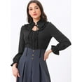 thumbnail image 2 of DARING DIVA Women's Victorian Ruffled Long Sleeve Button Up Shirts S Black, 2 of 6
