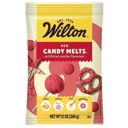 Wilton Red Candy Melts Vanilla-Flavored Wafers 12oz Bag for Baking & Candy Making