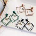 thumbnail image 3 of Trayknick 1 Paire de Clous d'Oreilles Style Concis en Alliage Double Carré pour Cadeau Vert, 3 of 11