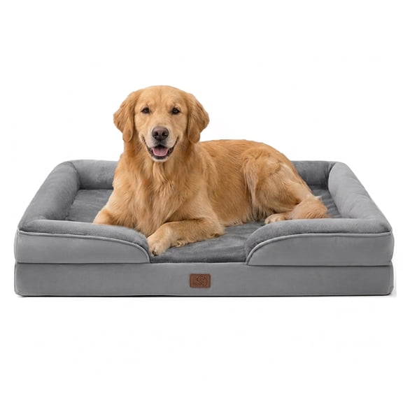 OS OMYSTYLE Orthopedic Dog Bed for Extra Large Dogs , Dog Couch Sofa Waterproof, Comfy Bolster Sides, Removable Cover, Nonslip Bottom, Pet Bed for Cats, Senior Dogs, 42" Grey