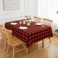 thumbnail image 2 of Red and Black Buffalo Plaid Check Gingham Christmas Tablecloth - Rectangle/Oblong 60" X 120" Polyester Table Cover Reusable Water Resistant for Thanksgiving Holiday Decorations, 2 of 6