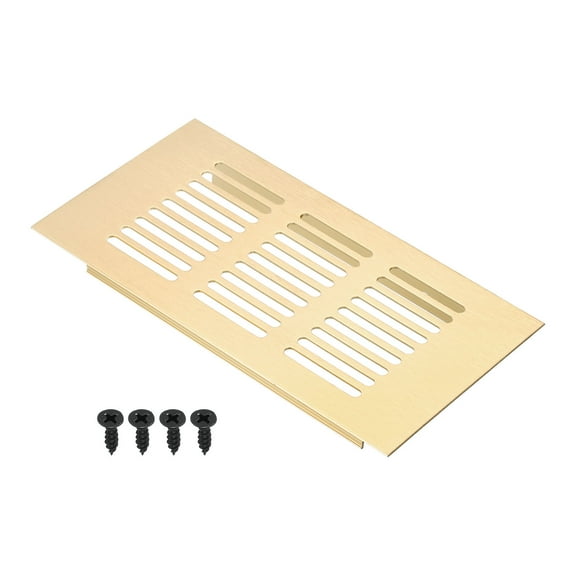 Uxcell 6"x3" Rectangle Air Vent Cover Door Grille Ventilation Cover Louvered with Screws for Cabinet Gold Tone