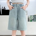 thumbnail image 5 of OGLCCG Jean Shorts for Girls Y2k Baggy Elastic Waisted Cute Hearts Embroidery Summer Teens Denim Shorts Wide Leg Bermuda Shorts Size 5-15, 5 of 8
