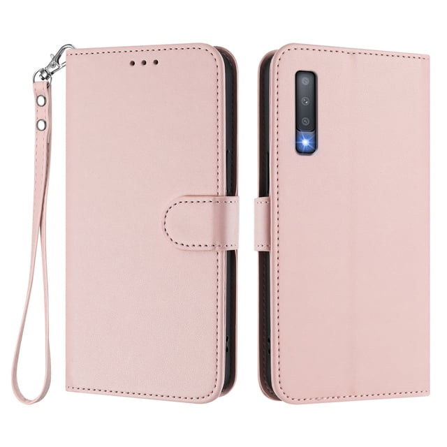 GANGXUN Wallet Case for Samsung Galaxy A7 2018 – Magnetic Closure, RFID Blocking, Wrist Strap, Wireless Charging Compatible