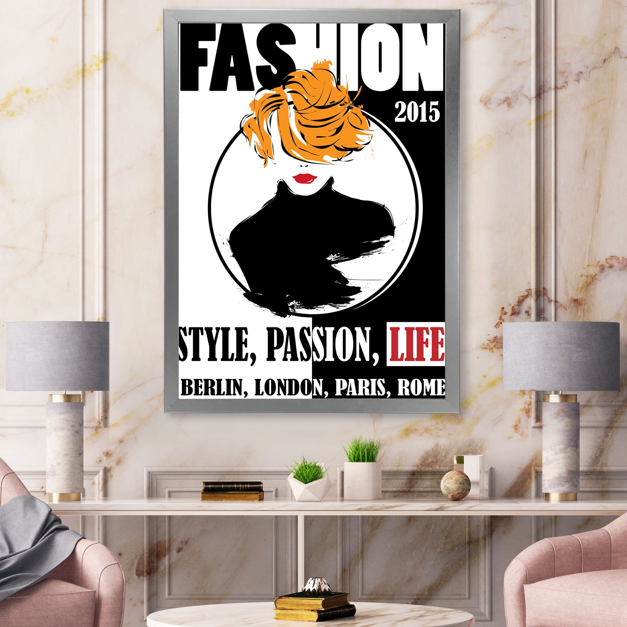 Designart 'Style Passion Life Fashion Woman V' Modern Framed Art Print