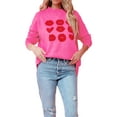 thumbnail image 2 of xiaxaixu Pull Femme Mode Saint Valentin Coeur Lèvres Imprimé Col Rond Manches Longues Tricotés Tops Automne Hiver Casual Pulls, 2 of 9