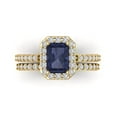 thumbnail image 2 of Clara Pucci 14K Yellow Gold 2.16 Simulated Blue Sapphire Engraveable Engagement Ring + Wedding Band Set, 2 of 7