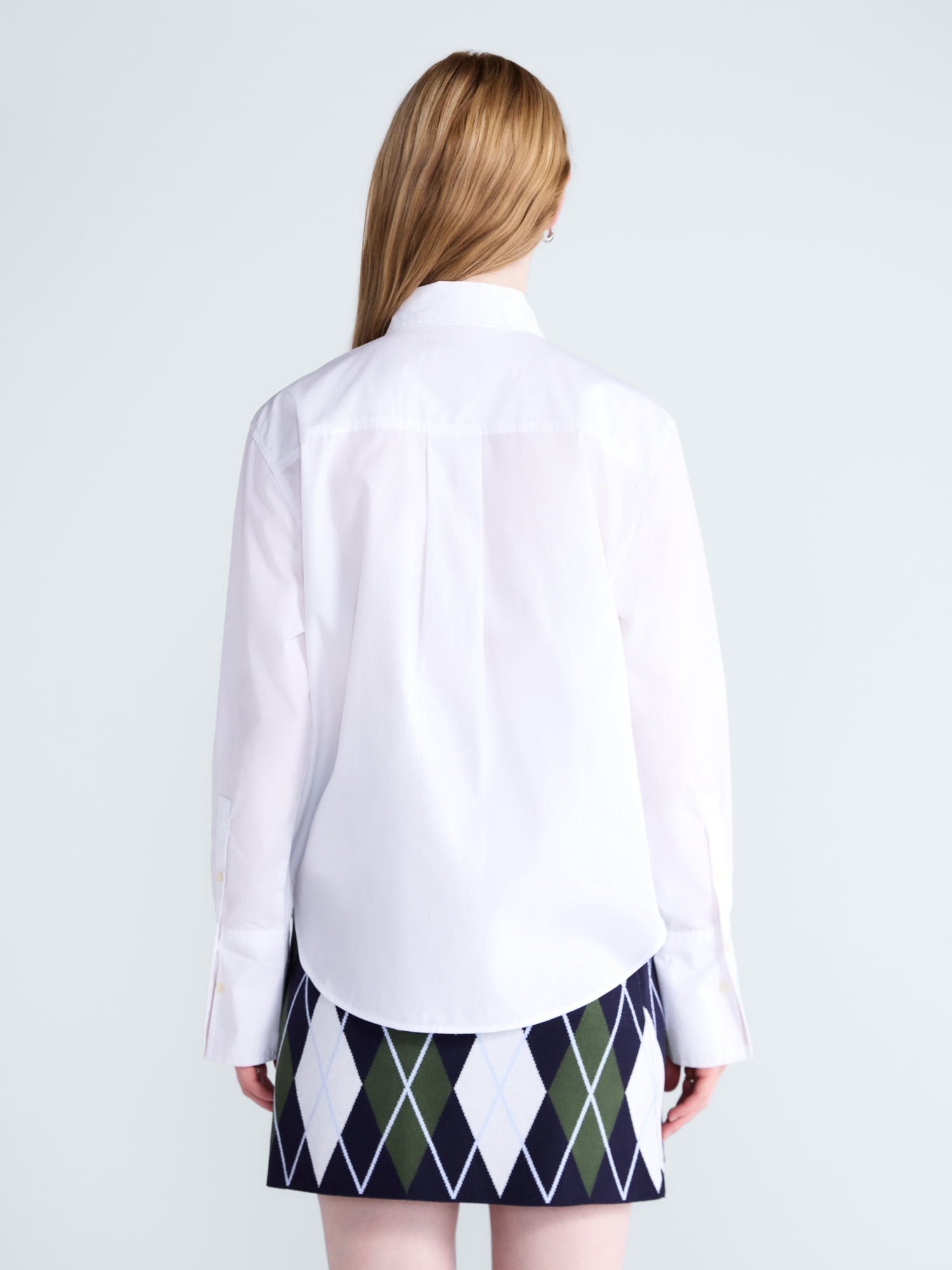 Free Assembly Women's and Women's Plus Button Front Cotton Shirt with Long Sleeves, Sizes XS-4X