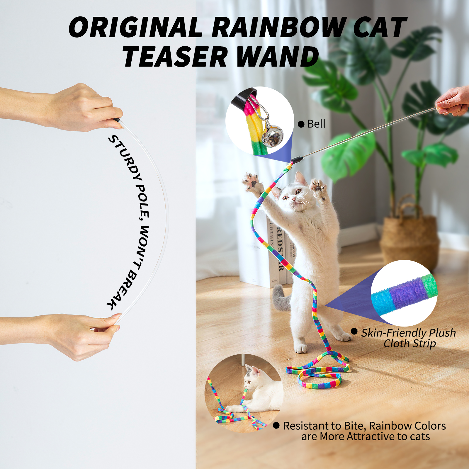 FYNIGO Interactive Cat Feather Wand Toy Set, 14 Pieces photo 4